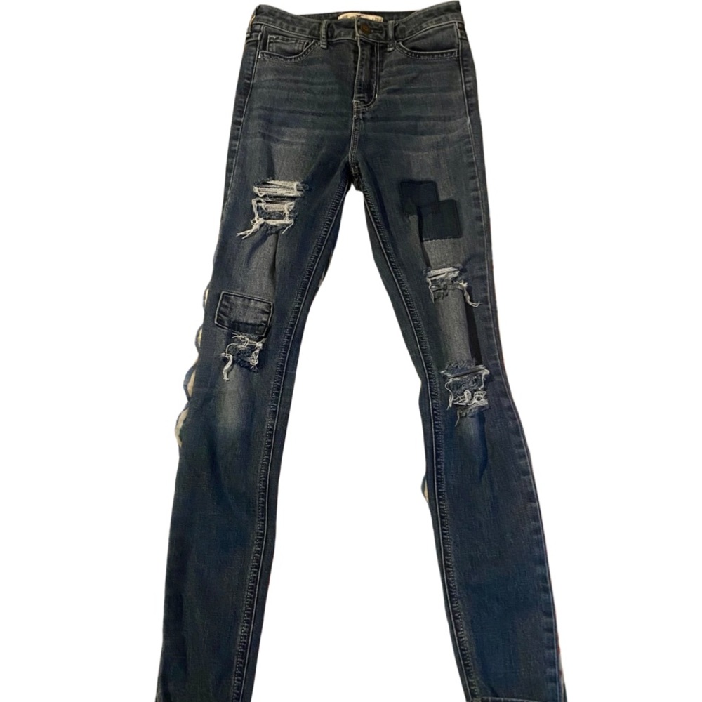 Hollister Skinny Patchwork/Ripped Jean